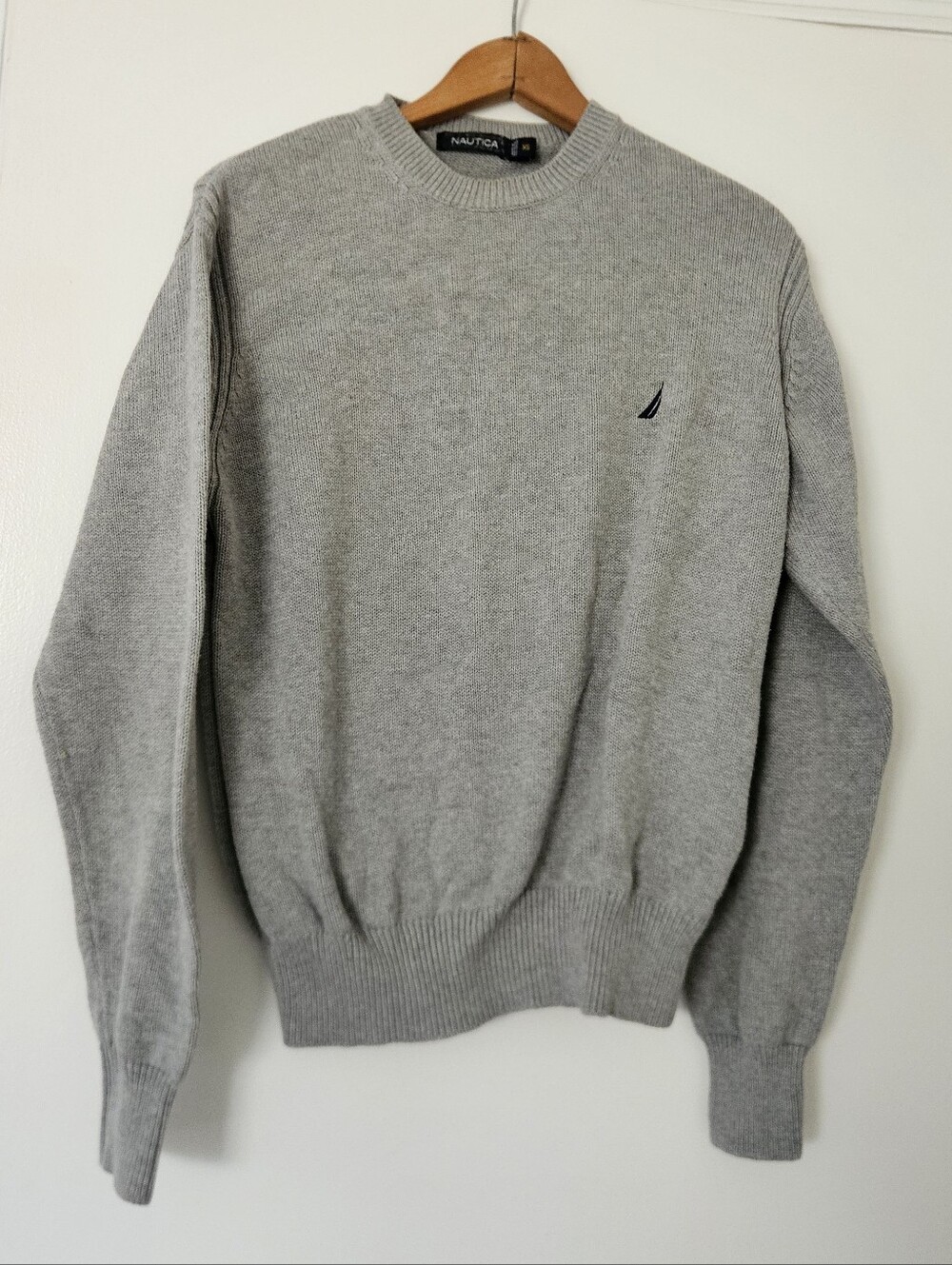 Nautica Mens Sweatshirt XS Gray Fleece Lined Minimalist Crew Neck Pullover